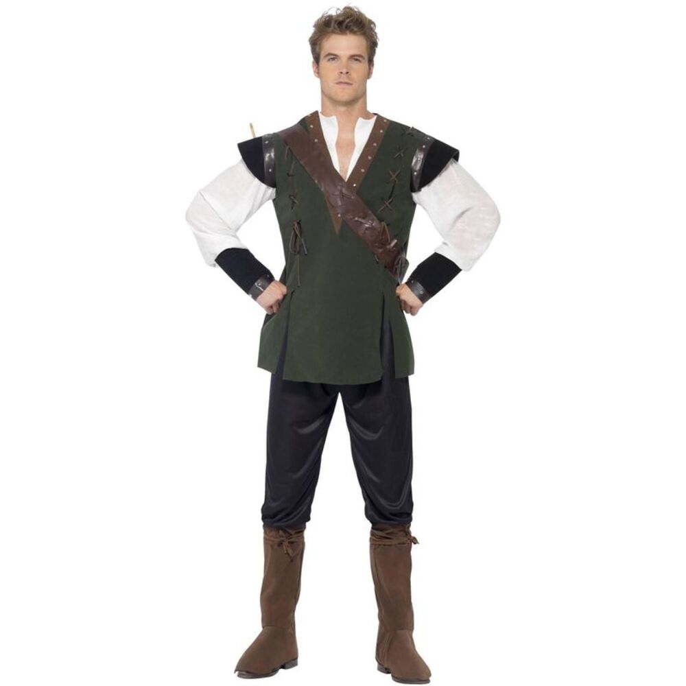 Smiffys Mens Robin Hood Costume Set / Green/Brown/Black